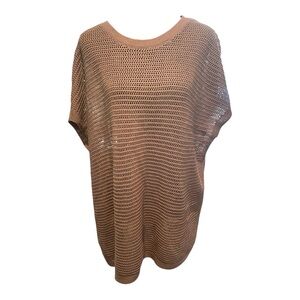 J.Jill XL Taupe Open-Knit Sweater Top Coastal Resort Relaxed Fit NWT